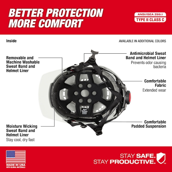 Milwaukee Tool BOLT White Front Brim Vented Safety Helmet - Type 2, Class C - 48-73-1320