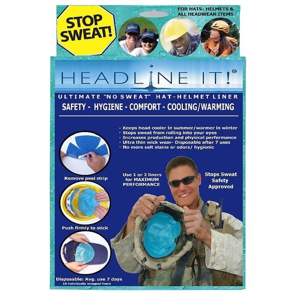 Headline It Disposable Hat and Helmet Liner, Universal, Rayon/Polyester, 10 PK - 898917001001