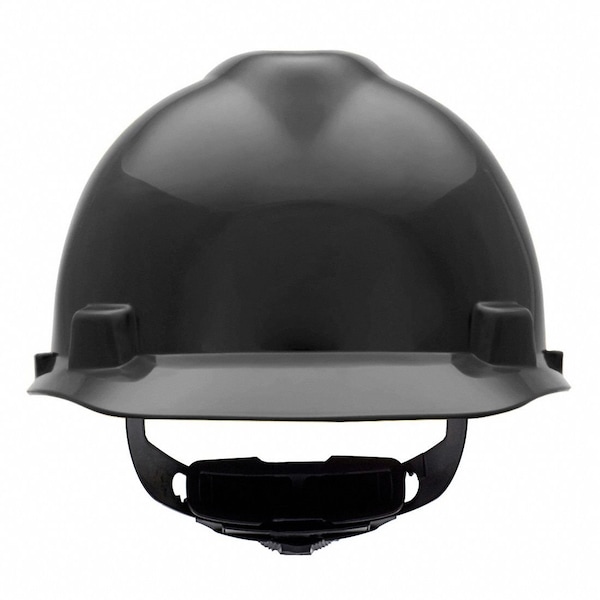 Msa Safety Front Brim Hard Hat, V-Gard, Slotted Cap, Type 1, Class E, Fas-Trac Ratchet Suspension, Black - 492559