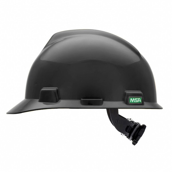 Msa Safety Front Brim Hard Hat, V-Gard, Slotted Cap, Type 1, Class E, Fas-Trac Ratchet Suspension, Black - 492559
