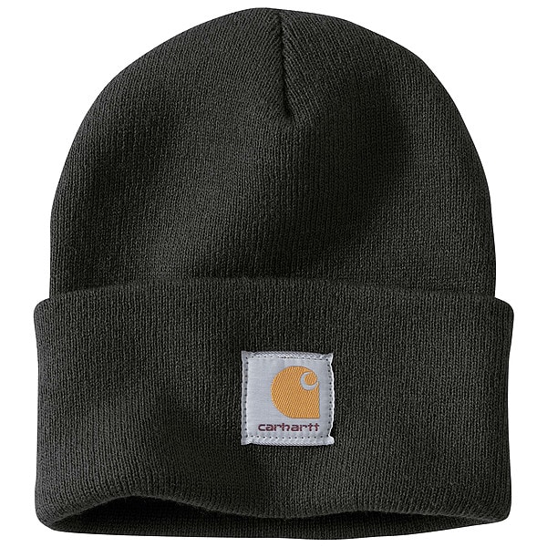 Carhartt Watch Cap, Acrylic, Cuffed Beanie, Covers Ears/Head, Black, Universal Size - A18-BLK OFA