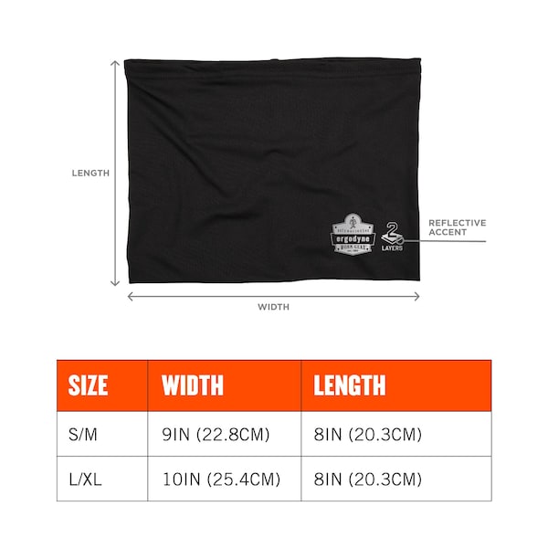 Ergodyne Neck Gaiter 6489, 2 Layer Cooling, Black, 2XL/3XL - 42150