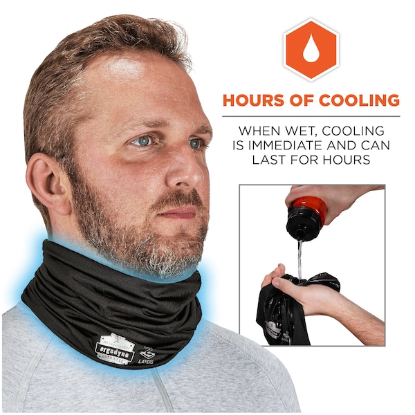Ergodyne Neck Gaiter 6489, 2 Layer Cooling, Black, 2XL/3XL - 42150