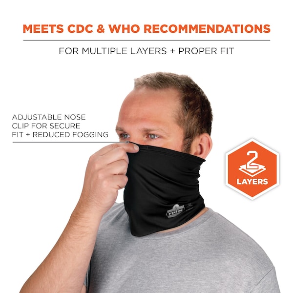 Ergodyne Neck Gaiter 6489, 2 Layer Cooling, Black, 2XL/3XL - 42150