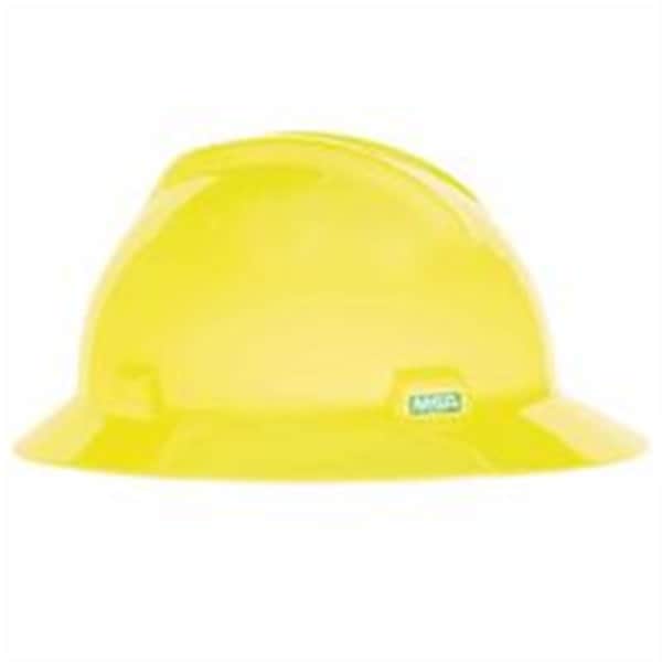 Msa Safety V-Gard Protective Hard Hat, Slotted, Hi-Viz Yellow-Green - MS388527