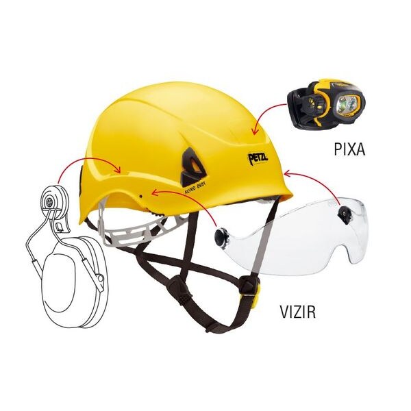 Petzl Work and Rescue Helmet, ABS, Expanded Polystyrene Foam, Yellow, Fits Hat Size 6-7/8 to 7-3/4 - A20BYA
