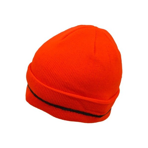 Petra Roc Inc Petra Roc Hi-Visibility Safety Beanie Hat with Reflective Woven Stripe, Orange, One Size - OBE-S1