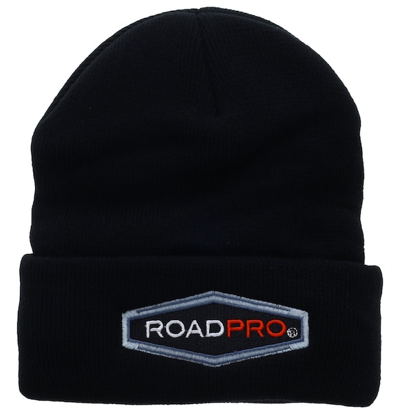 Roadpro Trucker Hat Comfort Knit Beanie Cap Cuffed Winter Knit Hat Black - ROADPROHAT