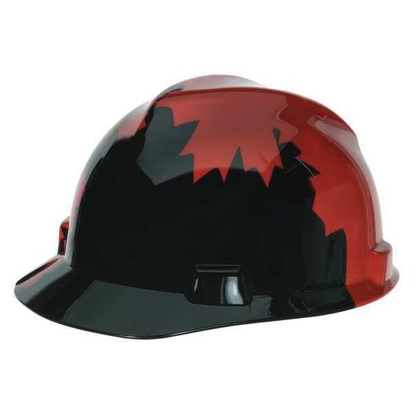 Msa Safety Hard Hat, V-Gard Freedom Series, Polyethylene, Ratchet (4-Point), Type 1, Class E, Black/Red - 10082233