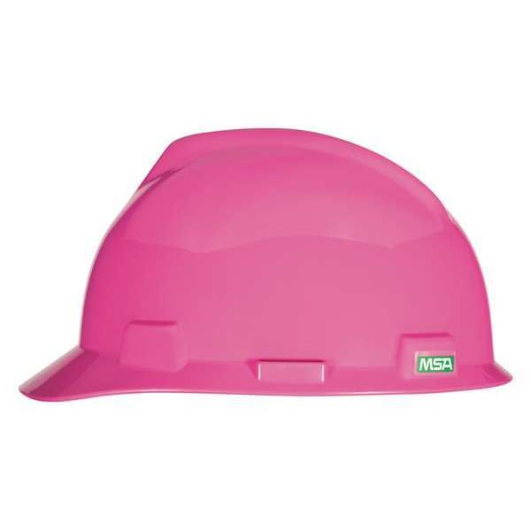 Msa Safety V-Gard Front Brim Hard Hat, Cap Style, Type 1, Class E, Staz-On Pinlock Suspension, Hot Pink - 10155231
