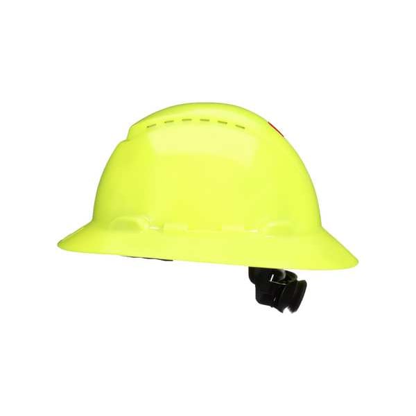 3M Full Brim SecureFit(TM) Full Brim Hard Hat, Type 1, Class C, Ratchet (4-Point), Hi-Viz Yellow - H-809SFV-UV