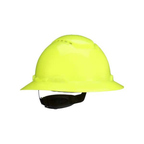3M Full Brim SecureFit(TM) Full Brim Hard Hat, Type 1, Class C, Ratchet (4-Point), Hi-Viz Yellow - H-809SFV-UV