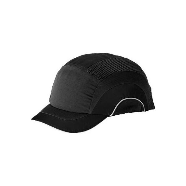 Pip HardCap A1+ Baseball Style Bump Cap HDPE Protective Liner W/Adjustable Back, Short Brim, Black - 282-ABS150-11