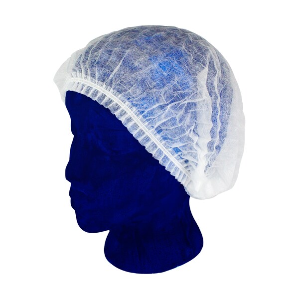 Neatgards Handgards 21" Paper White Pleated Bouffant Cap, PK500 - 305111224