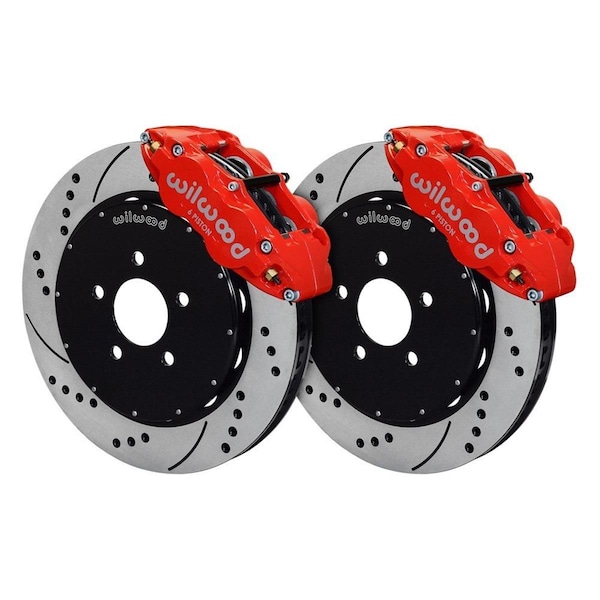 Wilwood Narrow Superlite 6R Front 14 in. Drill Hat Kit for 1994-2004 Mustang - Red - 140-9117-DR