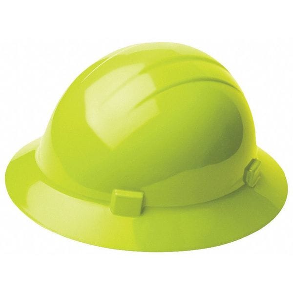 Erb Safety Hard Hat, Americana, Polyethylene, 4 Point Pinlock, Type 1, Class E, Hi-Vis Lime - 19200