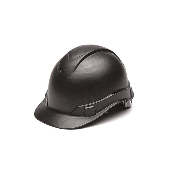 Pyramex Front Brim Hard Hat, Ratchet (4-Point), Black - HP44117
