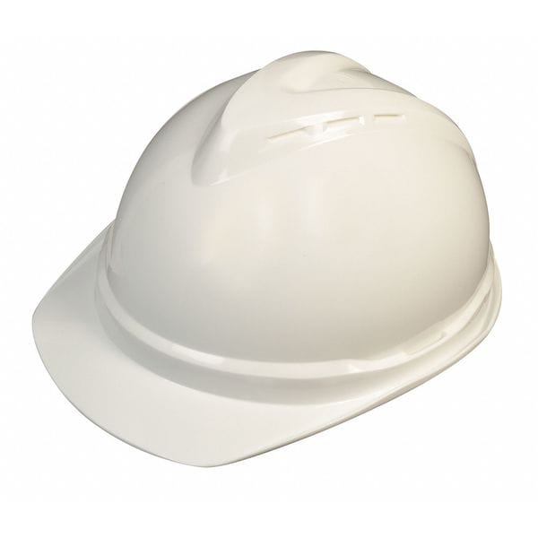 Msa Safety Hard Hat, V-Gard 500, Polyethylene, 6 Point Ratchet, Type 1, Class C, White - 10034027
