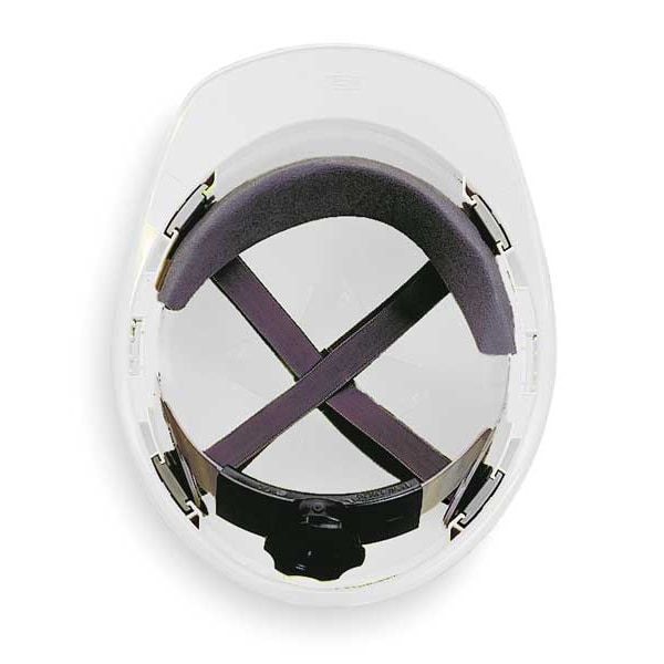 Msa Safety Front Brim Hard Hat, V-Gard 500, Vented, Type 1, Class C, Fas-Trac Ratchet Suspension, White - 10034018