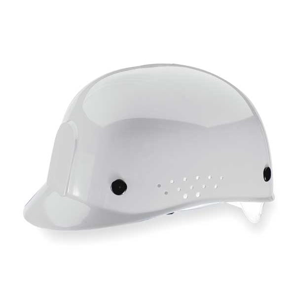 Msa Safety Vented Bump Cap, Front Brim, Perforated Sides, Pinlock Suspension, Fits Hat Size 6 1/2 to 8, White - 10033652