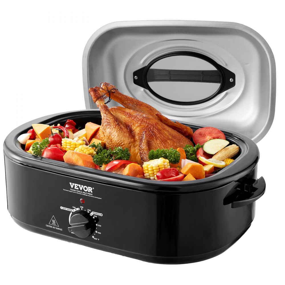 VEVOR Electric Roaster Oven, 20 QT Turkey Roaster Oven with Self-Basting Lid, 1450W Roaster Oven with Defrost & Warm Function, Adjustable Temperature, Removable Pan & Rack, Fits Turkeys Up to 24LBS - KJL20QTHSJSBA6C8CV1
