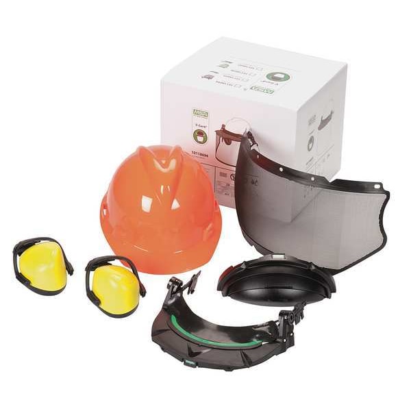 Msa Safety Hard Hat, V-Gard, Polyethylene, 4 Point Pinlock, Type 1, Class E, Hi-Vis Orange - 10118694