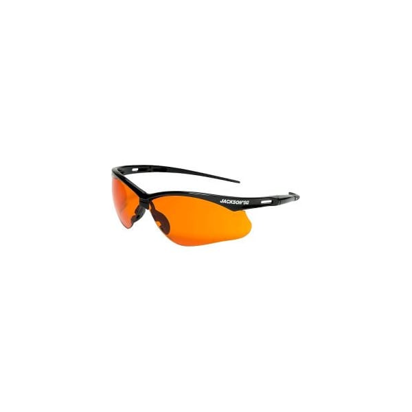 Sellstrom Manufacturing Jackson Safety SG Safety Glasses with Soft Touch Temples, Anti-Scratch Blue Shield Lens, Black Frame - 50005