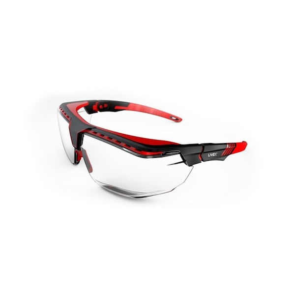 Honeywell Uvex Uvex Avatar OTG Safety Glasses, Black & Red - Clear Lens Tint - HO389841