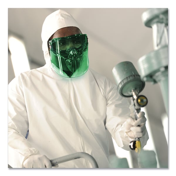 Kleenguard V90 Shield Safety Goggles with Face Shield, Over Glasses, Green Anti-Fog Lens, 6PK - KCC18631