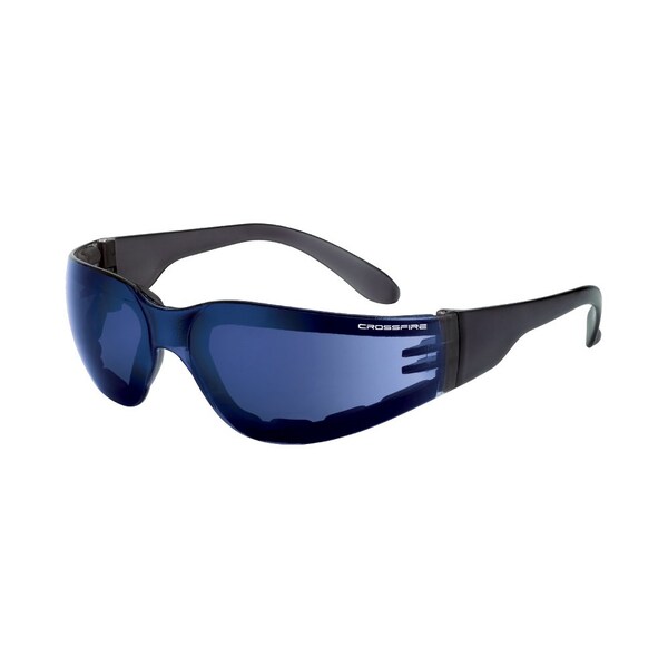 Crossfire Safety Glasses, Wraparound Blue Mirror Polycarbonate Lens, Scratch-Resistant,  - 548