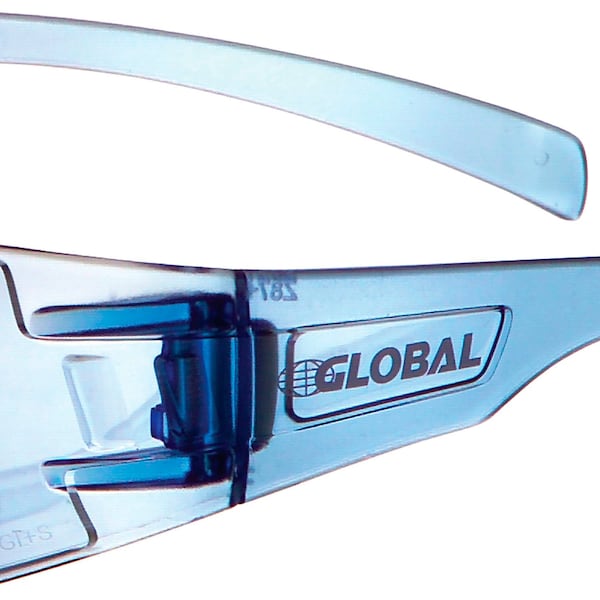Global Industrial Frameless Safety Glasses, Scratch Resistant, Blue Lens - 708119BL