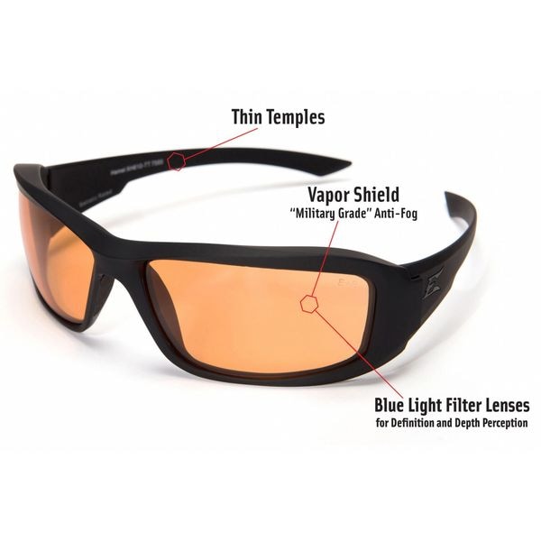 Edge Eyewear Hamel  Vapor Shield, Safety Glasses Anti-Fog &  Anti-Scratch, Amber Lens, Full-Frame, Wraparound - XH610-TT