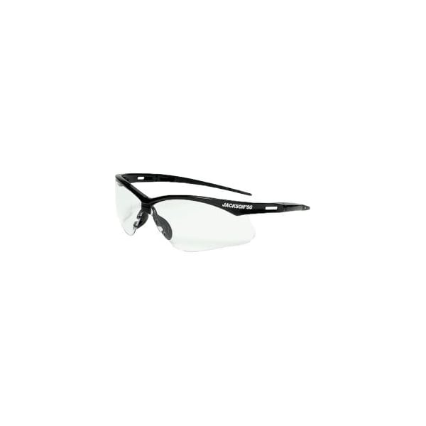 Sellstrom Manufacturing Jackson Safety SG Safety Glasses with Flexible Nose Piece, Anti-Scratch Clear Lens, Black Frame - 50000