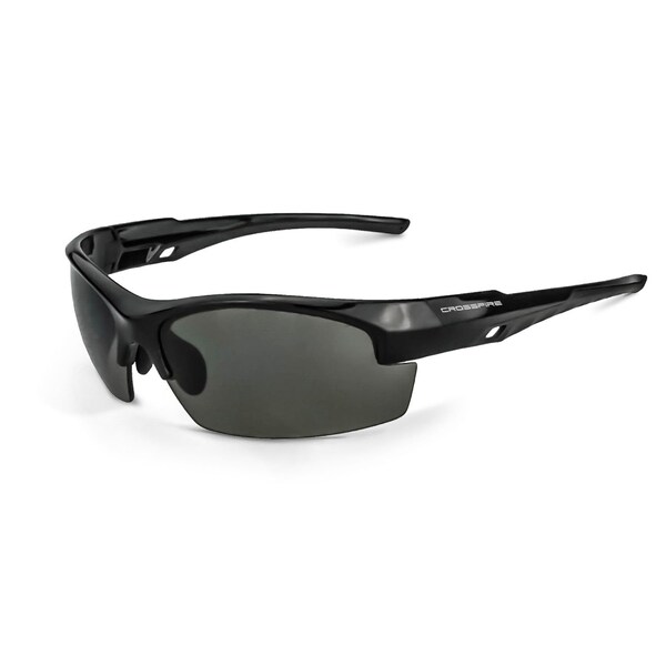 Crossfire Polarized Safety Glasses, Wraparound Smoke Polycarbonate Lens, Scratch-Resistant,  - 4061