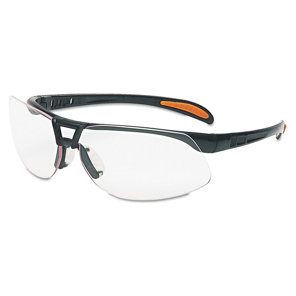 Honeywell Uvex Safety Glasses, Clear Anti-Scratch Lens, Polycarbonate, Metallic Black - 763-S4200