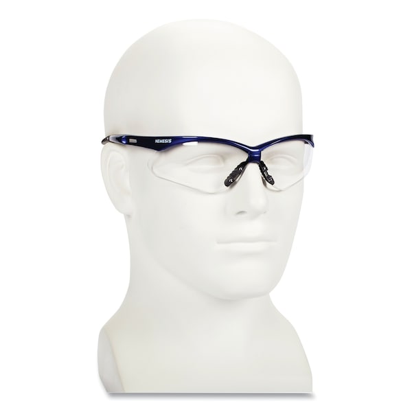 Kleenguard Nemesis Safety Glasses, Metallic Blue Frame, Clear Anti-Fog Lens, 12PK - KCC47384