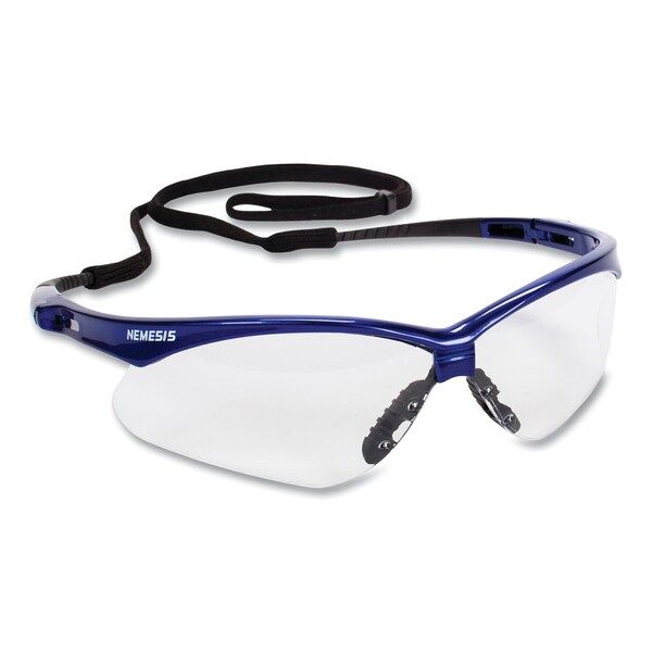 Kleenguard Nemesis Safety Glasses, Metallic Blue Frame, Clear Anti-Fog Lens, 12PK - KCC47384