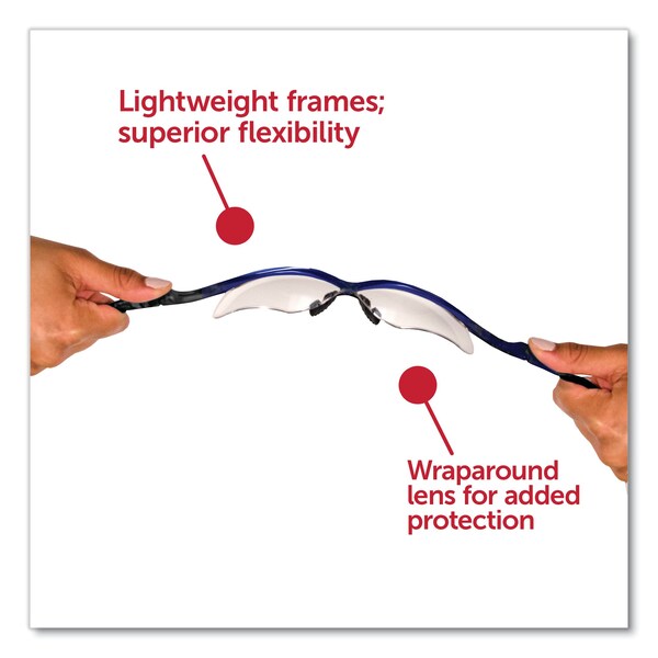 Kleenguard Nemesis Safety Glasses, Metallic Blue Frame, Clear Anti-Fog Lens, 12PK - KCC47384