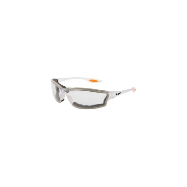Mcr Safety MCR Safety Law LW310AF Safety Glasses LW3, Orange Temple Insert, Clear Lens, Clear Frame - LW310AF