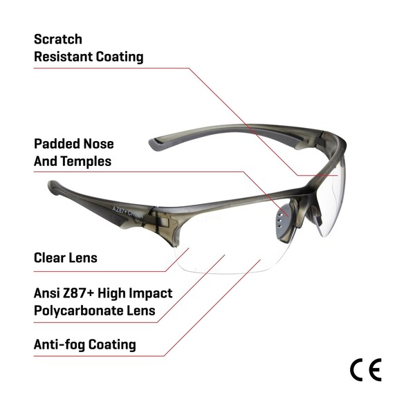 Allen Co Outlook Shooting Safety Glasses, Clear Lenses, ANSI Z87.1+ & CE Rated - 2383