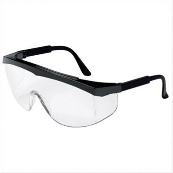 Mcr Safety Crews 135-SS110 Stratos Black Frame Clear Lens Safety Glass - 135-SS110