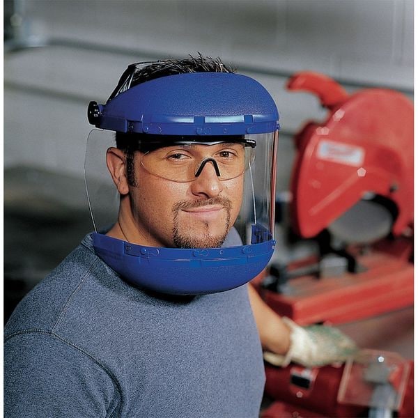 Sellstrom Ratchet Faceshield Assembly, Uncoated, Clear Visor, Includes Chin Guard and Ratchet Headgear - S38110