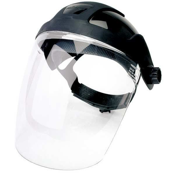Sellstrom Ratchet Face Shield Assembly, Clear Visor, Polycarbonate, Ratchet Suspension, Anti-Fog Lens, Black - S32010