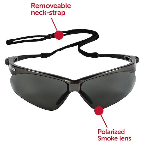 Kleenguard V30 Nemesis, Safety Glasses Anti-Scratch, Polarized, Gray Lens, Half-Frame, Wraparound - 28635