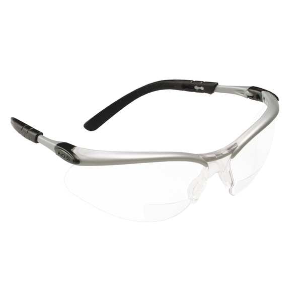 3M Bifocal Safety Reading Glasses, Black; Gray Wraparound Frame, +2.00 Diopter, Gray Lens, M - 11378-00000-20