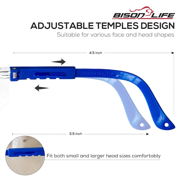 Bison Life Boxer, Safety Glasses Anti-Fog &  Anti-Scratch, Clear/Blue Lens - ZH-BXSG-CLLBLT-MS16-6