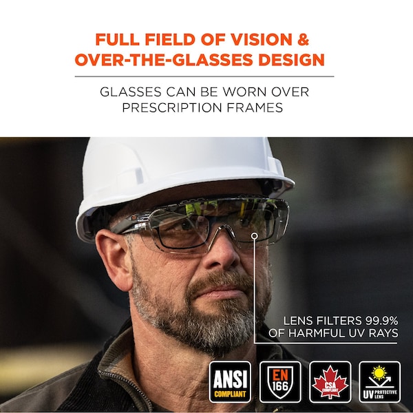 Ergodyne Safety Glasses, Indoor/Outdoor Anti-Fog Lens, Matte Black Frame - OSMIN-AFAS