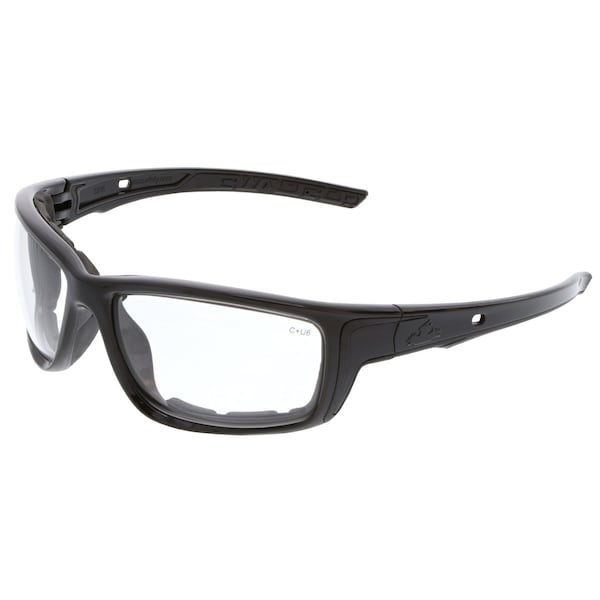Mcr Safety Glasses, Swagger SR5 Charcoal Frame, Clear UV-AF, 12PK - SR510AF