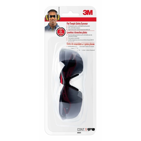 Scotch 3M Safety Glasses Gray Lens Black/Gray Frame 1 pc - 47011-WV6-NA