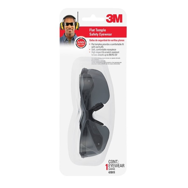 Scotch 3M Safety Glasses Gray Lens Black/Gray Frame 1 pc - 47011-WV6-NA